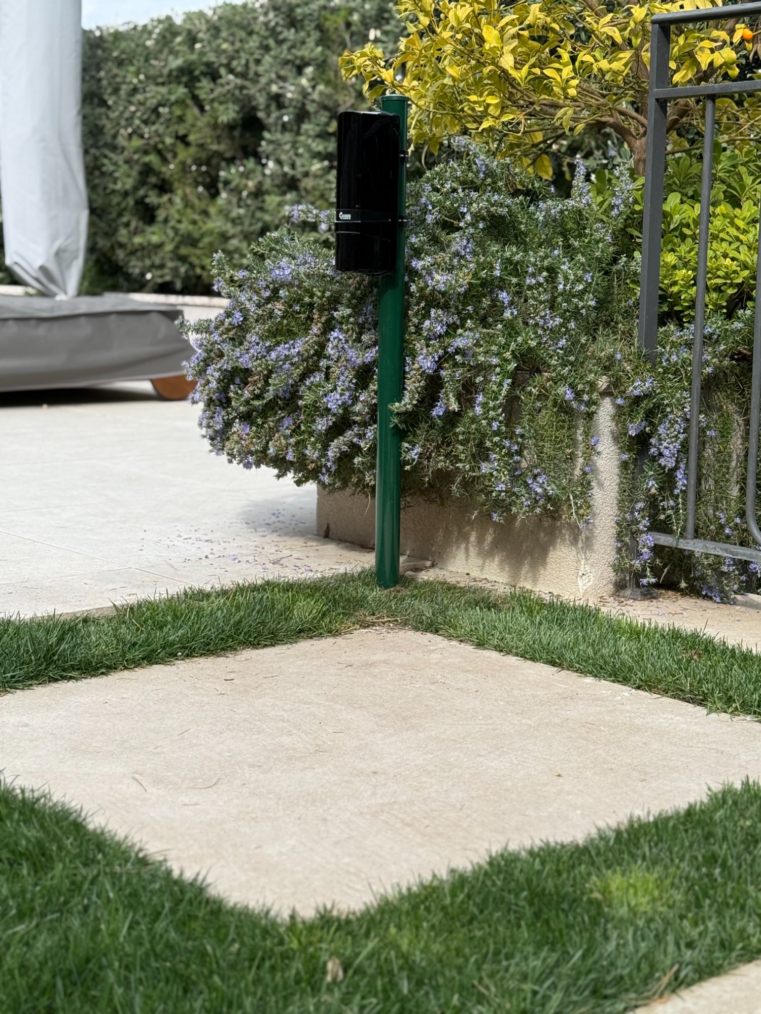 Discreet pool alarm sensor in garden